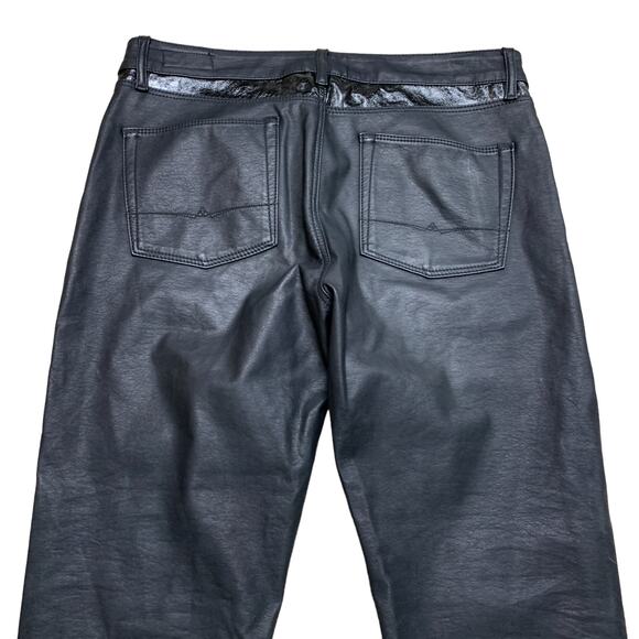 asos Black Vegan Faux Leather Straight Leg Pants Size 34 - Picture 6 of 8